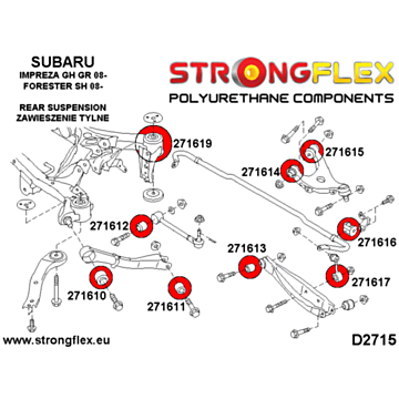 Strongflex Rear suspension polyurethane bush kit SPORT (276165A)