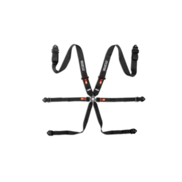 Sparco Competition H-3 Pull-Down 6 Point Harness - HANS - Black
